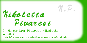 nikoletta pivarcsi business card